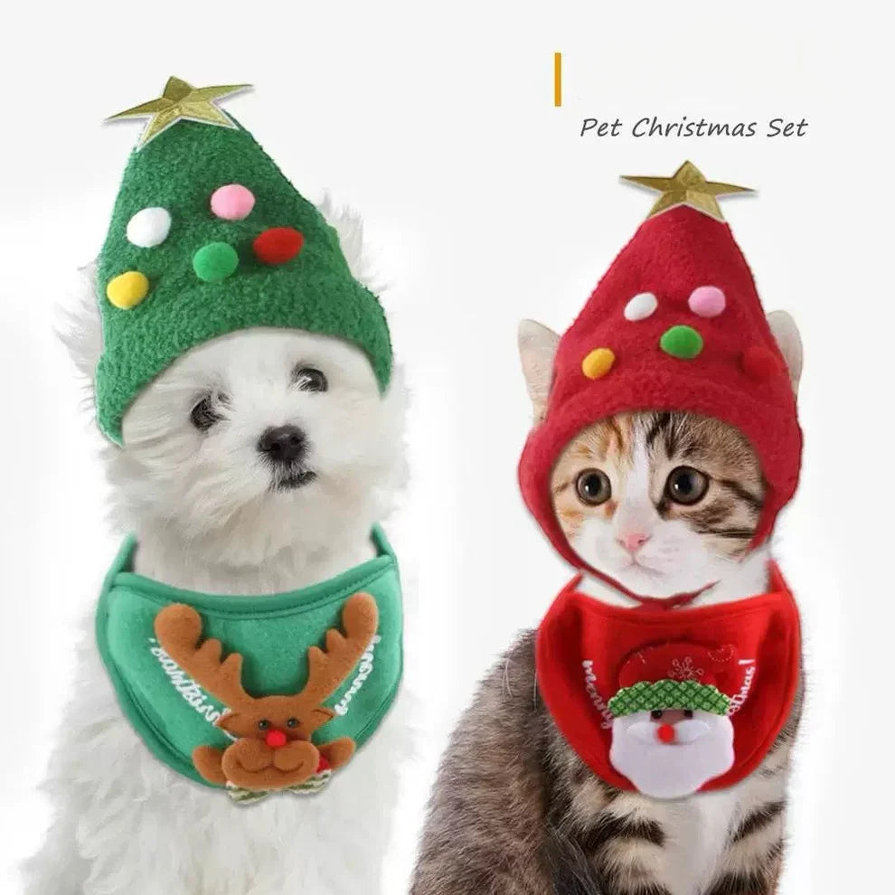Holiday Pet Outfit ( Hat + Scarf )